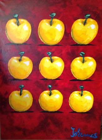Bild Gemälde - Johannes Adamski - Neun gelbe Äpfel