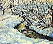 Bild Gemälde - Ferdinand Barth - winterlicher Bachlauf