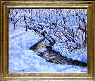 Bild Gemälde - Ferdinand Barth - winterlicher Bachlauf