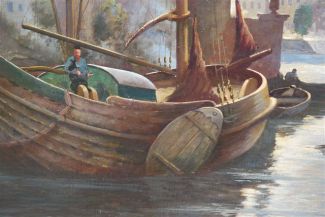 Bild Gemälde - Oskar Becker - Hafen mit alten Kränen
