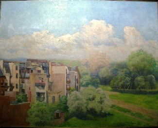 Bild Gemälde - Alfons Breuer - Kassel Neubaugebiet / Siedlung um 1930