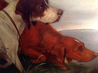 Bild Gemälde - Carl Friedrich Deiker - Zwei Jagdhunde