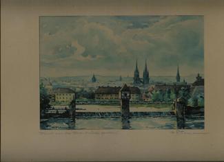 Bild Gemälde - H. Fuhrmann - Kassel von der Hafenbrücke aus gesehen