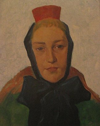 Bild Gemälde - Heinrich Giebel) (wohl) - Darstellung einer Frau in Schwälmer Tracht