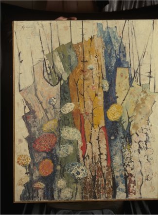 Bild Gemälde Goossens, Laurens (1898- 1979) " Frauendreiviertelakt mit Blumen usw."