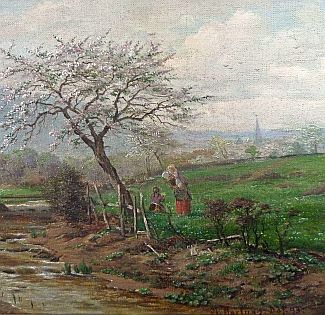 Bild Gemälde - Heinrich Hartung - Frühlingslandschaft