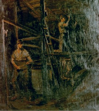 Bild Gemälde Hoffmann Beim Kohleabbau