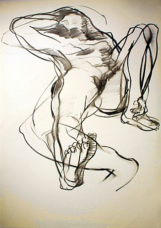 Bild Gemälde - Kim Jung Im - Liegender Akt mit einem angewinkelten Bein