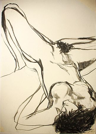 Bild Gemälde - Kim Jung Im - Liegender Akt - linkes Bein angewinkelt -Kopf zum Betrachter