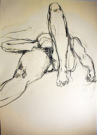 Bild Gemälde - Kim Jung Im - Liegender Akt - linkes Bein angewinkelt
