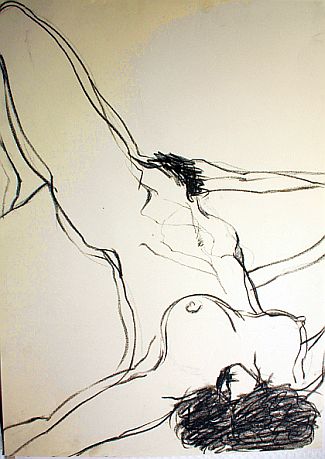 Bild Gemälde - Kim Jung Im - Akt liegend - mit Kopf zm Betrachter - rechtes Bei und rechtes Bein nur halb