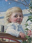 Bild Gemälder - unbekannter Kuenstler - Kind im Garten