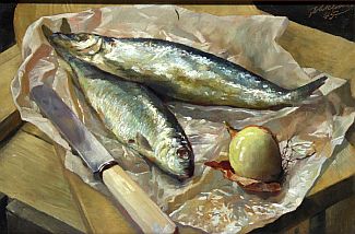 Bild Gemälde - Johann Kluska - Fischstilleben