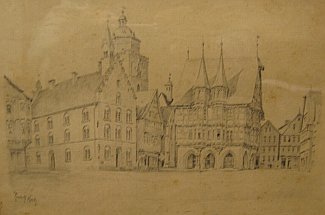 Bild Gemälde - Rudolf Koch - Marktplatz in Alsfeld
