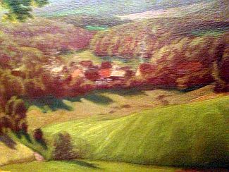 Bild Gemälde - Julius v. Kreyfeld - Riesen-Rhönlandschaft mit Blick auf Bieberstein wohl  um 1907