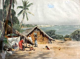 Bild Gemälde - Wilhelm Kuhnert - Afrikanische Küstenlandschaft