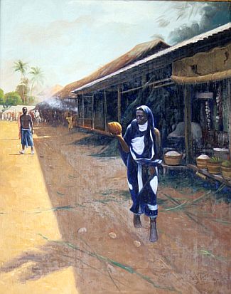 Bild Gemälde - Wilhelm Kuhnert - Afrikanscher Markt
