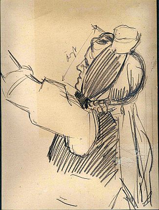 Bild Gemälde - Karl Lenz - Bleistiftstudie zu einer - wohl tanzenden - Schwälmerin