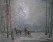 Bild Gemälde - Karl Lotze - Zwei Hirsche im Schnee