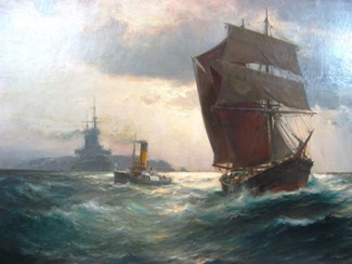 Bild Gemälde - Müller-Gossen - Hafenverkehr