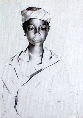 Bild Gemälde - Eduardo Malta - Portrait einer jungen afrikanischen Dame
