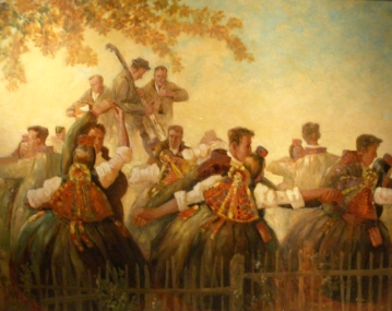Bild Gemälde Mons Karl Tanz unter der Linde