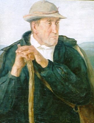 Bild Gemälde - Karl Mons - Schwälmer Bauer mit Hut und Stock