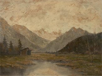 Bild Gemälde Kurt Moser, Berglandschaft bei Marquartstein