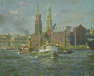 Bild Gemälde - Ludwig Muhrmann - Hafen Hamburg