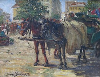Bild Gemälde Daniel Ferenc Nagy - Der schlafende Pferdekutscher