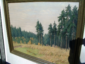 Bild Gemälde - Heinrich Ohlwein - Tannenwald und Waldwiese bei Kassel