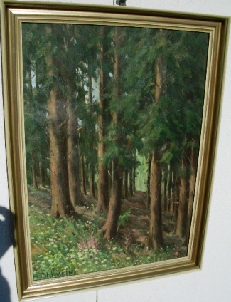 Bild Gemälde - Heinrich Ohlwein - Tannenwald bei Kassel
