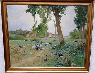Bild Gemälde - Pail Edouard - Gänsewiese vor einem Dorf