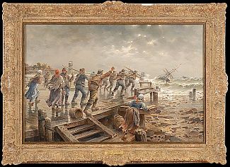 Bild Gemälde - Francis Petrus Paulus - Rettung für das gestrandete Schiff