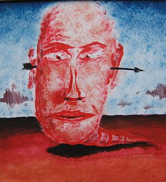 Bild Gemälde- Thomas Rietha - Surrealistisch Auggespiesster Kopf