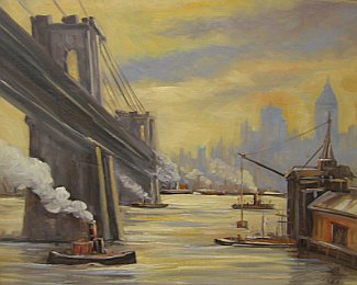 Bild Gemälde - Fr. Rönges - Brooklyn-Bridge