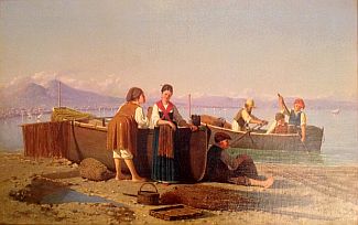 Bild Gemälde - Giovanni della Rocca - Fischer bei Neapel / Napoli