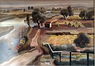 Bild Gemälde - Karl Schlageter - Boote am Fluss