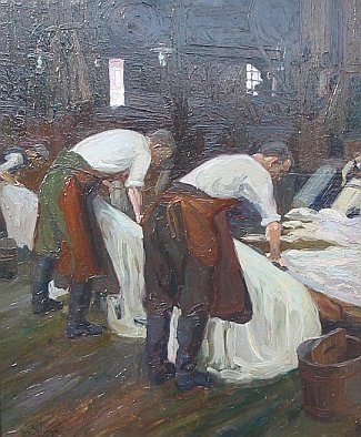 Bild Gemälde, Jos Stolouský, Färberei, Wäscherei, Textilverarbeitung, Textilherstellung