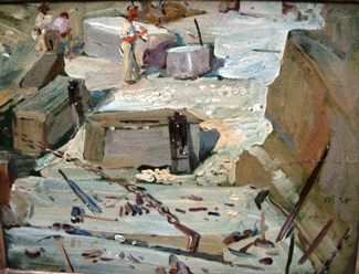 Bild Gemälde - Robert Sterl - Steinbruch mit Arbeitern
