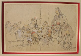 Bild Gemälde, Wilhelm Thielmann, Schwälmer Kinder beim Kaffee