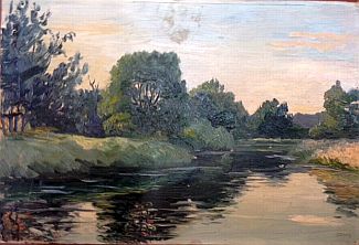 Bild Gemälde - Hans Tübbecke - Sommerliche Flusslandschaft