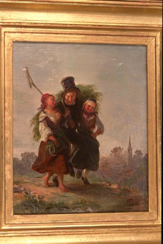 Bild Gemälde "Hessische Mädchen tragen Zylinderträger"