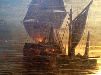 Bild Gemälde - unbekannter Künstler - Schiffe bei Nacht