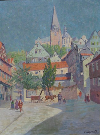 Bild Gemälde - Werner Willgerodt - Augustinertreppe in Marburg
