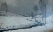 Bild Gemälde - Fritz Wolf - Winterliches Tal mit Bachlauf wohl bei Fulda