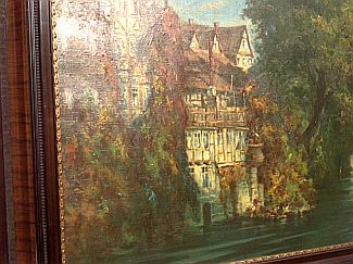 Bild Gemälde - Adolf Bode - Deutsche Stadt am Fluss