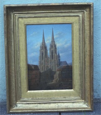 Bild Gemälde Carl Euler Elisabethkirche Marburg Lahn von der Ketzerbach aus gesehen