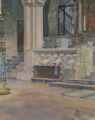 Bild Gemälde Fritzlarer Dom  - Sakramentshäuschen mit Pfarraltar