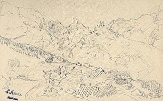 Bild Gemälde - Ludwig Knaus - Hügelige Landschaft mit Burg
